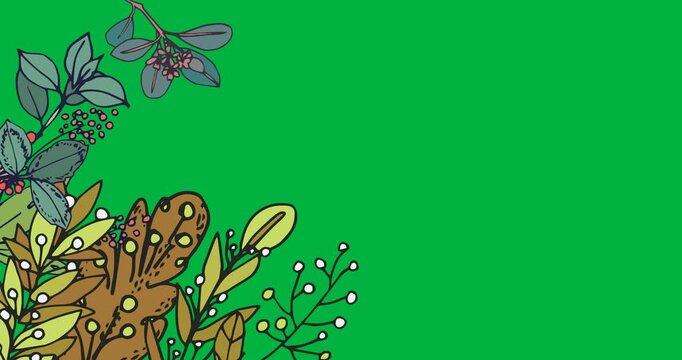 Digital animation of floral design with copy space on black background