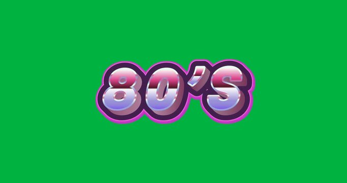 Digital animation of 80's text banner against black background