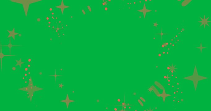 Digital animation of multiple orange stars icons with copy space against black background