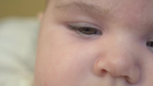 Gros plan regard de b&eacute;b&eacute; joufflu