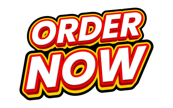 Order now text label sticker promotion on transparent background