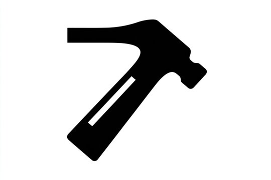 Silhouette icon of a claw hammer tool is presented against a plain background
