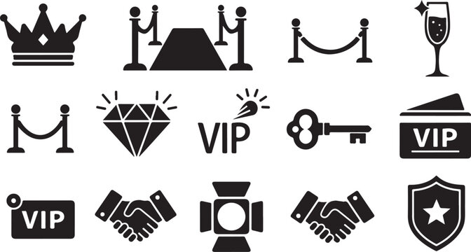 VIP luxury icons and symbols collection