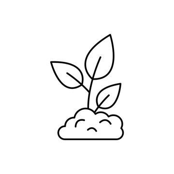 icon an afforestation with growing plant and dirt, on a clean background.
