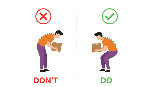 Proper lifting technique comparison for ergonomic safety