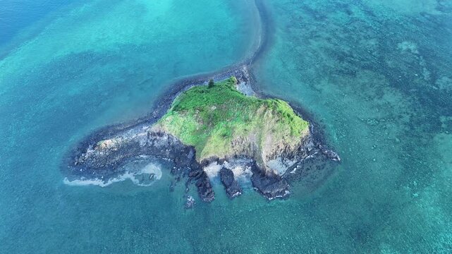 4K Top-Down Aerial Collection: Sada Island Volcanic Rock and Coral Reefs, Mayotte - Indian Ocean.