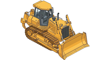 Yellow Bulldozer Heavy Machinery Construction Vehicle Isolated on White Background © Senja