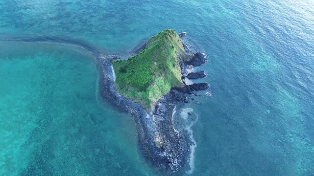 4K Top-Down Aerial Collection: Sada Island Volcanic Rock and Coral Reefs, Mayotte - Indian Ocean.