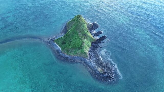 4K Top-Down Aerial Collection: Sada Island Volcanic Rock and Coral Reefs, Mayotte - Indian Ocean.