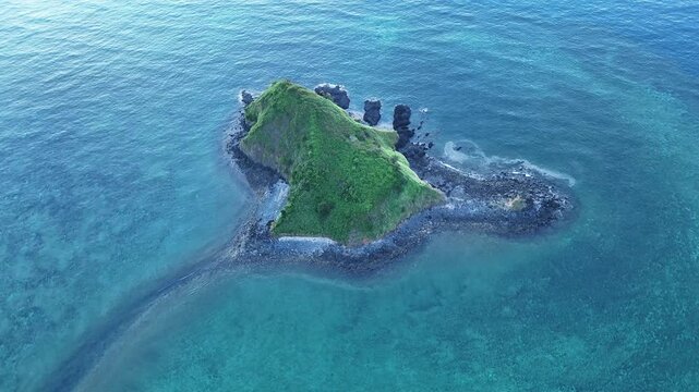 4K Top-Down Aerial Collection: Sada Island Volcanic Rock and Coral Reefs, Mayotte - Indian Ocean.