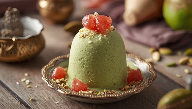 Gulkand-topped Paan Kulfi
