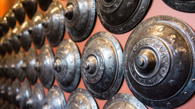 testudo. A repeating pattern of Roman shields forming a defensive wall. event programs, museum guides, designed for cultural heritage projects and event programs, supports education.