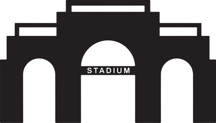 Fototapeta premium Black stadium archway, sports venue icon, modern architecture symbol, vector graphic