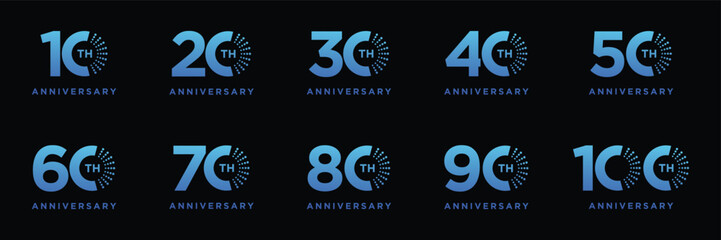 Collection of numbers 10 to 100 Anniversary logo design. Birthday Celebration logo symbol concept © Irwan