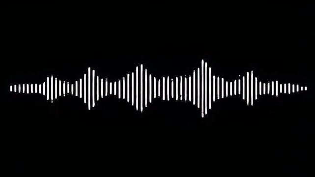 White audio waveform on black background abstract illustration