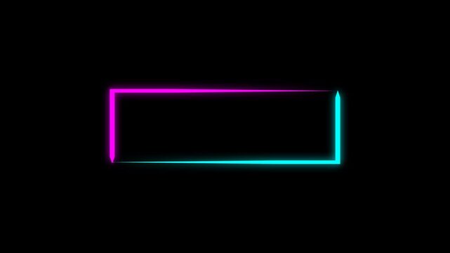 Neon glowing frame loading animation with cyan and magenta gradient smooth progress effect on dark background modern futuristic interface seamless loop alpha transparent. alpha channel