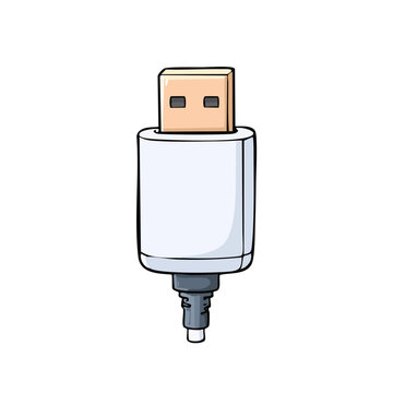 Simple illustration of a USB flash drive connector with a white cable