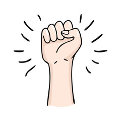 Obraz premium Raised fist illustration symbolizing power, victory, protest, and strength