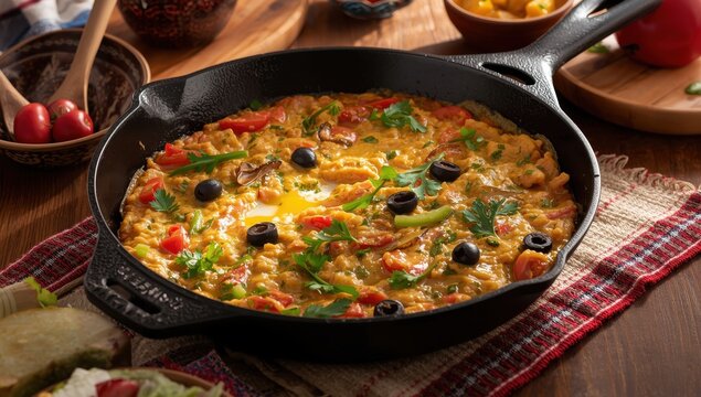 Turkish Menemen skillet omelet.