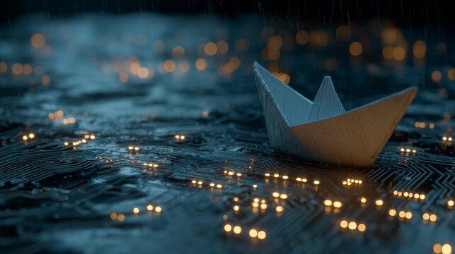 Stormy seas, unyielding hearts: chronicles of migration. Ai technology. Turbulent streams and courageous spirit: cuba's metaphoric naval tale. Human machine. Human robot.