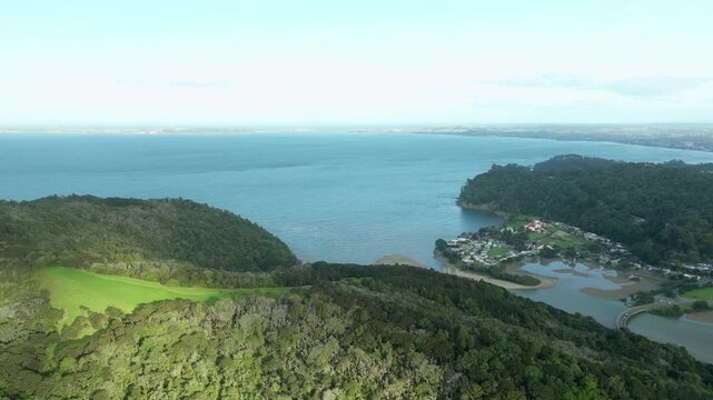 Coastal Aerial Cliff and Village Near Orewa