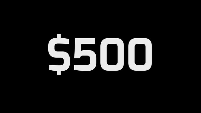 $100 digital money counter display minimal financial number animation with clean typography on black background modern numeric concept 4k animation video