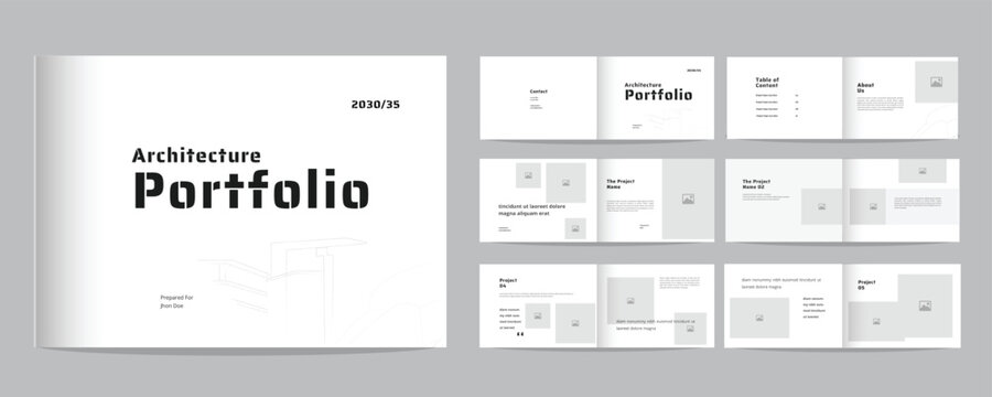 Minimalist modern landscape architecture or interior portfolio template
