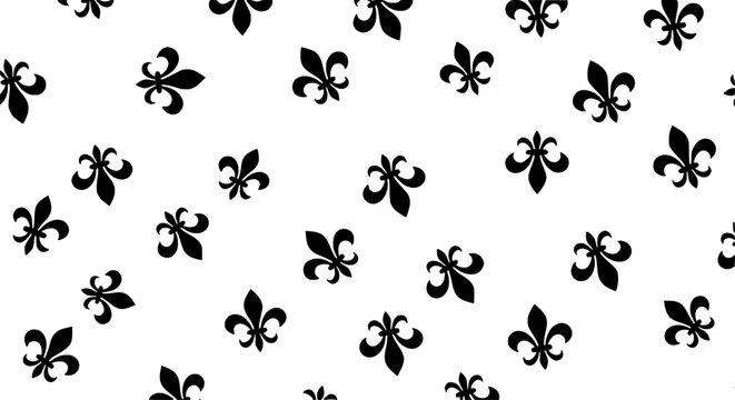 Diagonal Fleur-de-Lis Seamless Pattern Modern Ornamental Vector Black White Texture