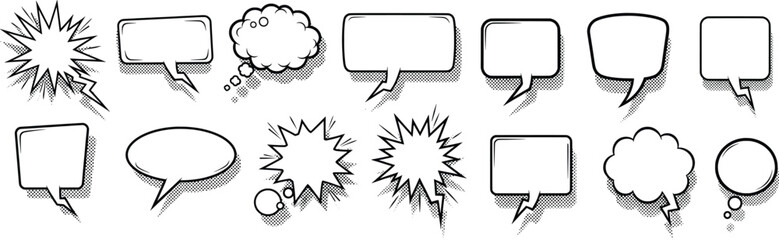 Collection of comic book style speech bubbles and text boxes © MdBabur