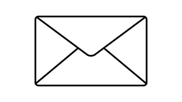 Minimalist Black Line Vector Icon of a Closed Email Envelope on a White Background. Hand-Drawn Illustration Featuring an Editable Stroke for Customizable Line Weight and Scalable SVG Design.