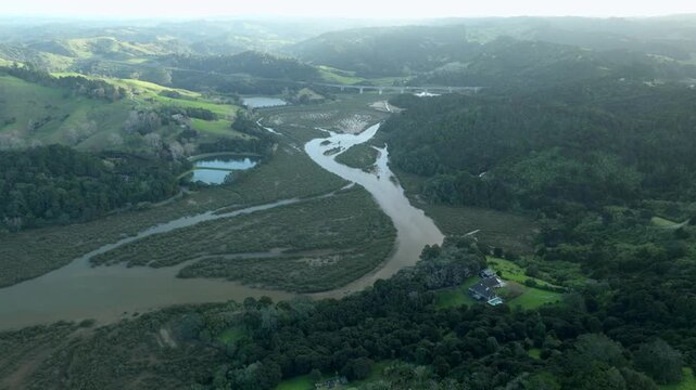 Coastal Aerial &acirc;Sea and River Convergence