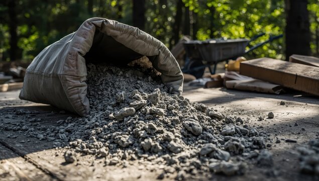 bagged cement powder prior to concrete mixing