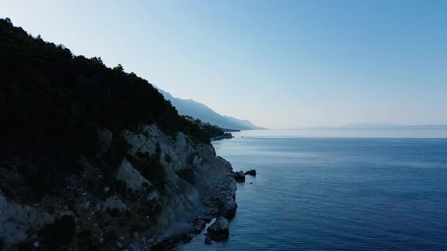 Aerial view of the coastline of Biokovo, Makarska, Croatia