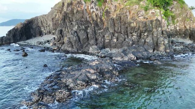 4K Cinematic Close-ups of Sada Islet: Volcanic Rocks, Tropical Greenery and Coastal Details, Mayotte - Indian Ocean.