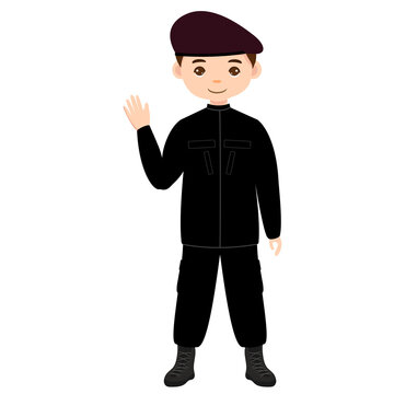 Male Correctional Officer Friendly Waving Gesture Illustration