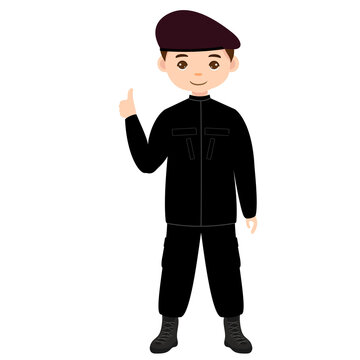 Male Prison Officer Pointing Gesture Instruction Character