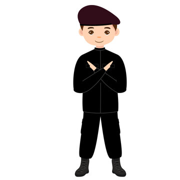 Male Correctional Officer Cross Hands Serious Gesture Character