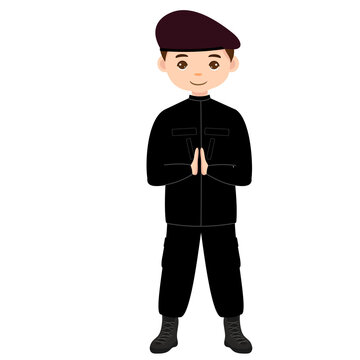 Male Correctional Officer Respect Gesture Hand on Chest