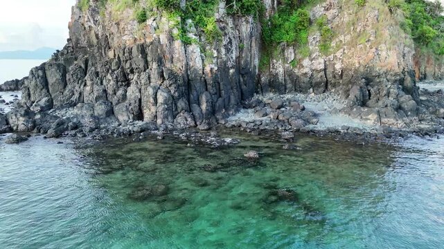 4K Cinematic Close-ups of Sada Islet: Volcanic Rocks, Tropical Greenery and Coastal Details, Mayotte - Indian Ocean.