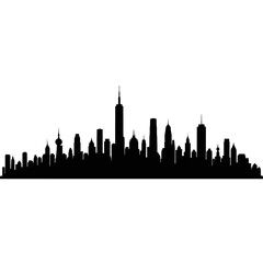 Obraz premium Black Silhouette of a City Skyline Against a White Background.
