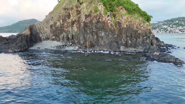 4K Cinematic Close-ups of Sada Islet: Volcanic Rocks, Tropical Greenery and Coastal Details, Mayotte - Indian Ocean.