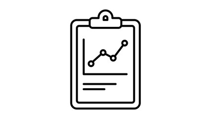 Minimalist Clipboard with Line Graph Vector Icon Featuring Editable Stroke for Business Reports, Medical Charts, Data Analysis, and Progress Tracking  Clean Outline Illustration on White. © Mehedi