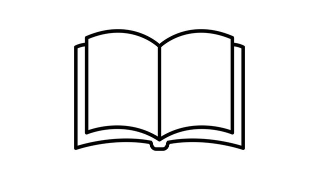 Minimalist open book vector icon with editable stroke. Clean black line illustration on white background for education, reading, library, and school projects. Scalable outline graphic design.