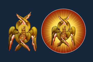 Fototapeta premium Eagle symbol Saint John. Illustration - fresco set in Byzantine style