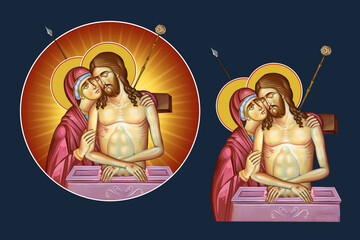 Fototapeta premium Jesus Christ King of Glory. Illustration - fresco set in Byzantine style