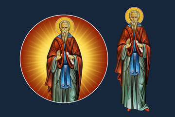 Fototapeta premium Saint Petrit Korishes. Illustration - fresco set in Byzantine style