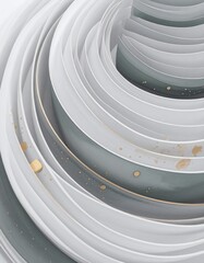 Fototapeta premium Artistic spiral design in neutral tones with subtle gold accents showcasing layers of paper and texture