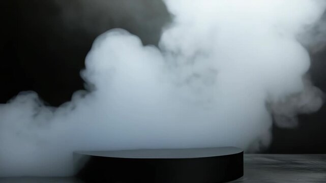 A black cauldron on a platform with smoke rising from it.