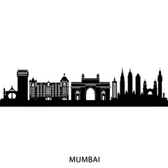 Fototapeta premium Mumbai Cityscape Silhouette - Iconic Landmarks and Architectural Marvels.