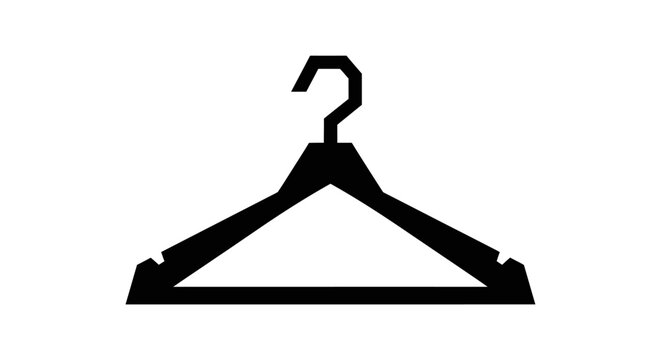 Silhouette depiction of a classic clothes hanger on a minimalist white backdrop